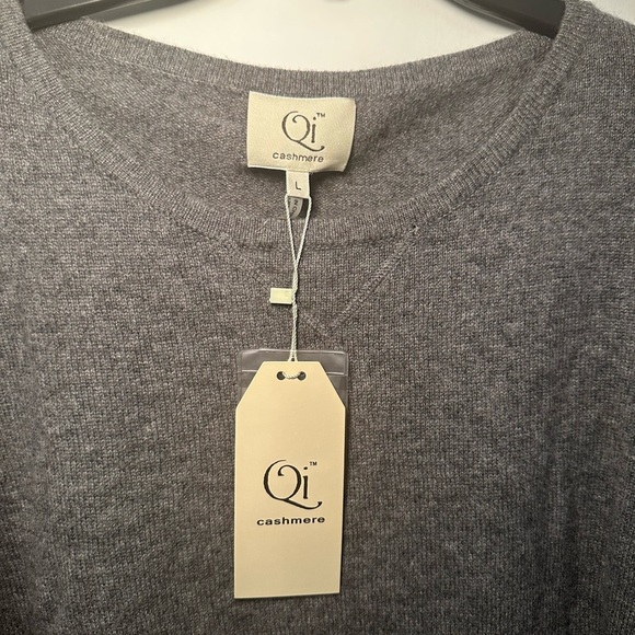Qi 100% Cashmere Gray Shrug Lagenlook Normcore Poncho Sweater Fall Staple Size L - Picture 7 of 16